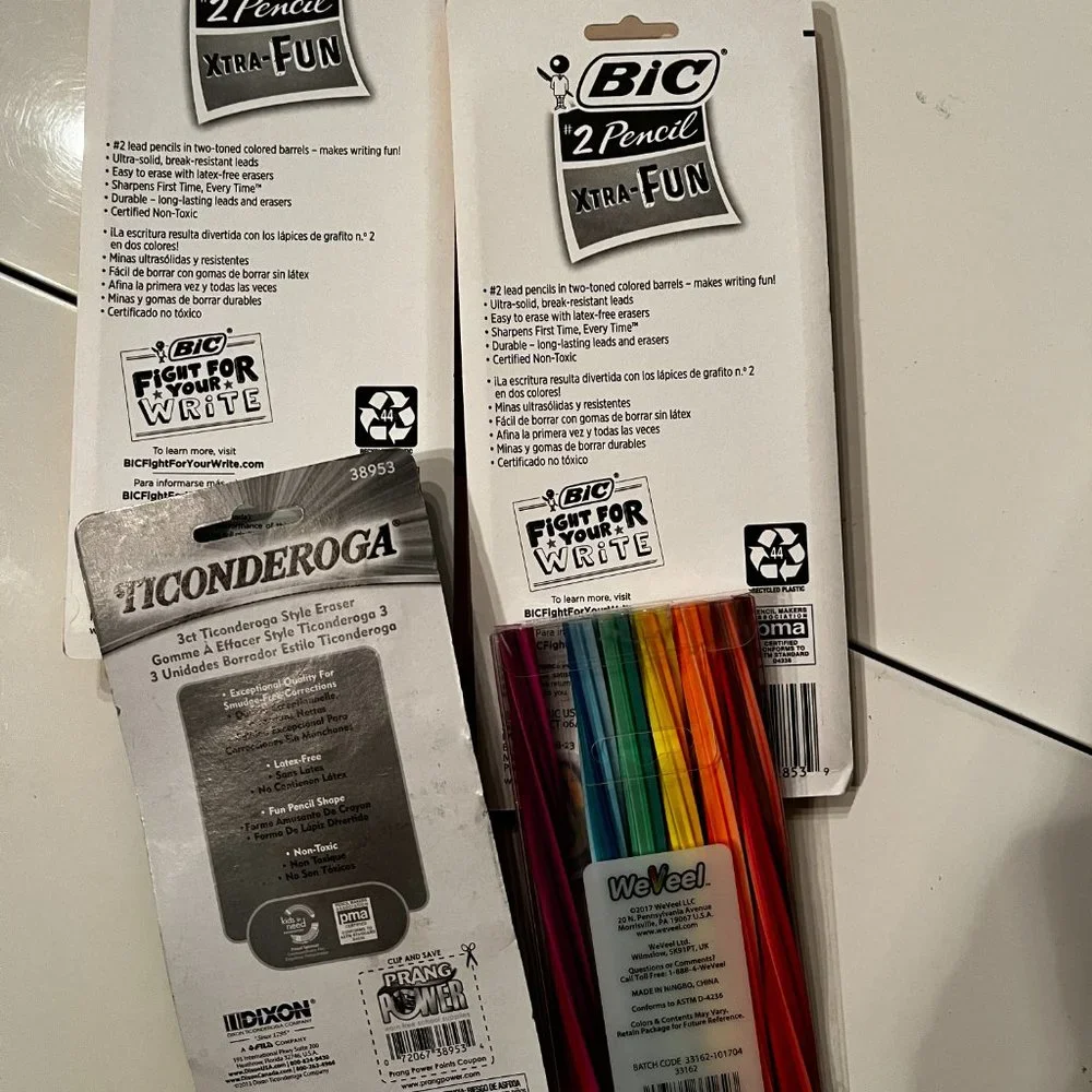 Bic Pencils and‎ Novelty Erasers (Mixed Lot / New / home /x)